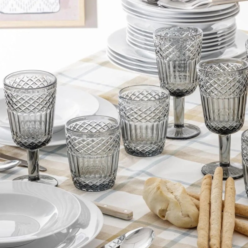 Copas grises con relieve "vintage" Venecia 32cl (36 unidades)