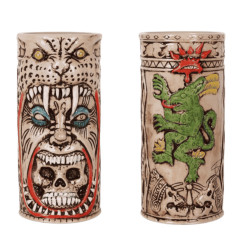 Vasos tiki Panther 85 cl | Cerámica | Tribal | Pack 4 | Coctelería