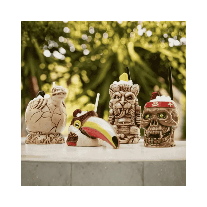 Vasos tiki Tucán 28 cl | Cerámica | Exótico | Pack 4 | Coctelería