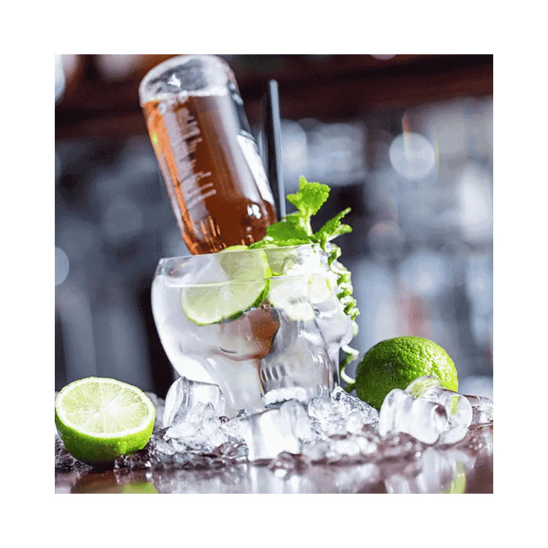 Vaso tiki de vidrio cráneo 70 cl | Diseño impactante | Hostelería
