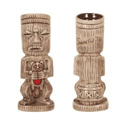 Vaso tiki cerámico Shameful | Tótem efecto madera | 38 cl | 4 uds