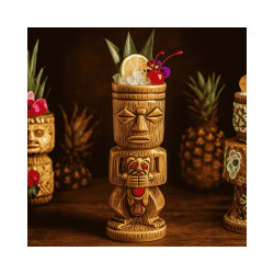 Vaso tiki cerámico Shameful | Tótem efecto madera | 38 cl | 4 uds