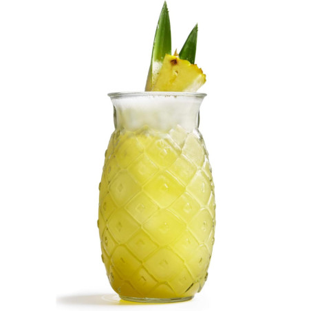 Vaso tiki piña de vidrio 53 cl | Presentación tropical | Pack 6