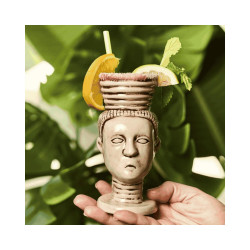 Vaso tiki escultórico 25 cl con asa | Cerámica