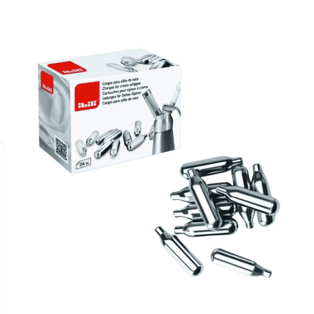 Cargas para Sifón de Nata N₂O | 24 uds | Ibili 751050 | Alium Pro