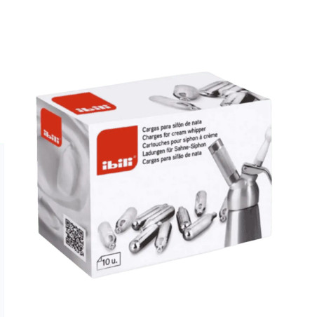 Cargas para Sifón de Nata N₂O | 10 uds | Ibili 751000 | Alium Pro