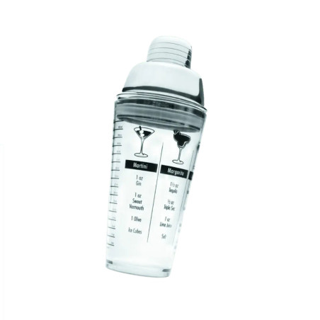 Coctelera acrílica 0,45 L con tapa inox | Marcas ml/oz y recetas