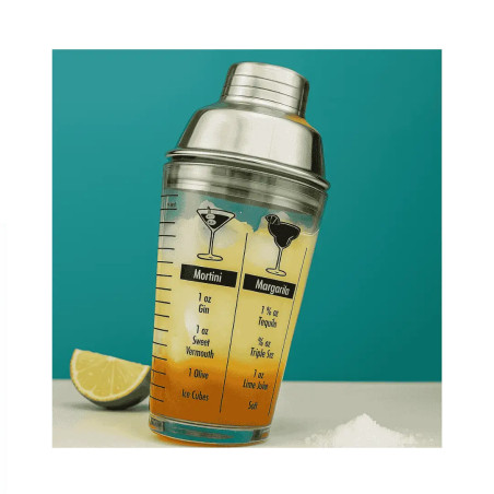 Coctelera acrílica 0,45 L con tapa inox | Marcas ml/oz y recetas