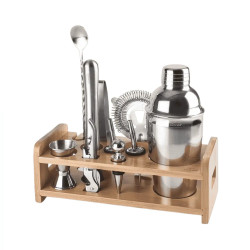 Set coctelería 10 piezas con soporte de bambú | Inox  | Lacor 62181