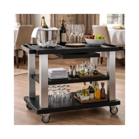 Carro Gueridon negro 2 estantes | Hostelería | Servicio en sala