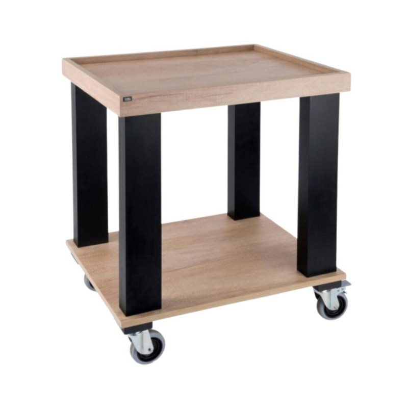 Carro Guéridon Melamina Roble | Madera y Aluminio | Hostelería