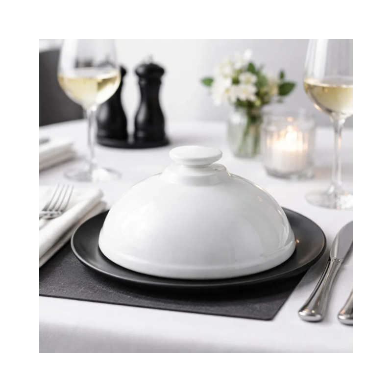 Campana cloche porcelana blanca Ø18 cm | Pack 6 para hostelería