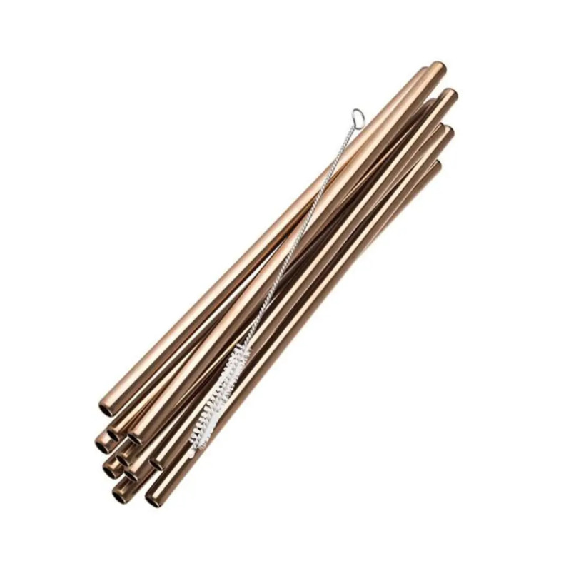 Pajitas inox color cobre para hostelería y coctelería | 11 piezas