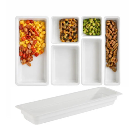 Cubetas GN porcelana blanca 6 cm para buffet profesional