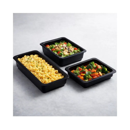 Cubetas GN de porcelana negra para buffet profesional | Gastronorm