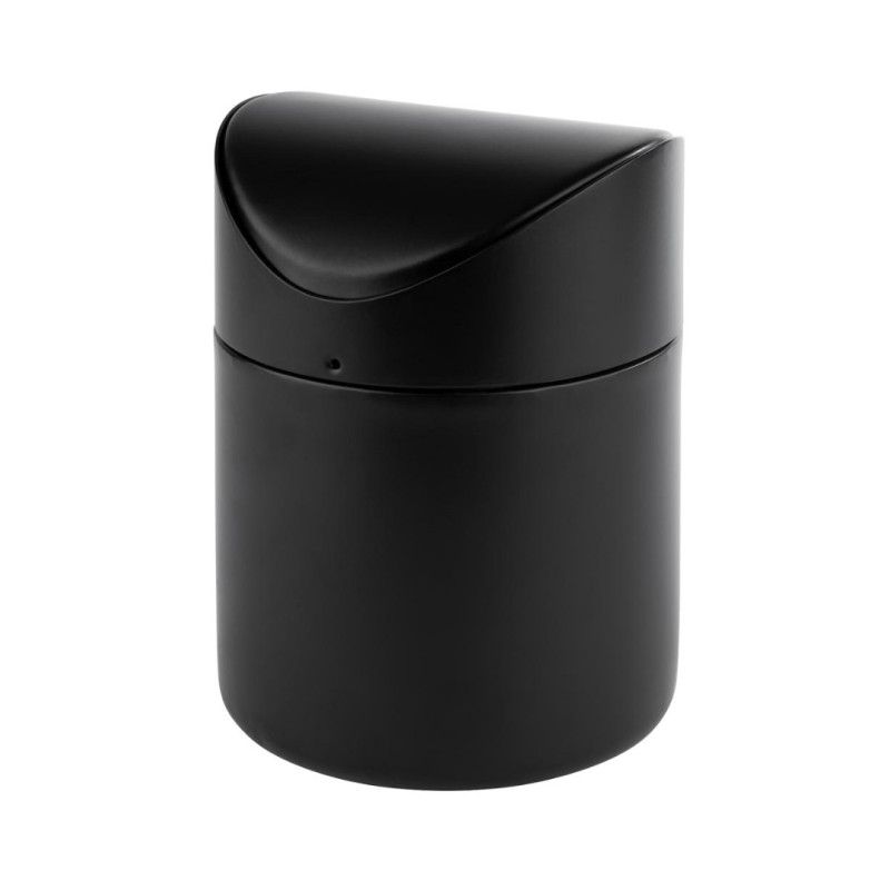 Papelera de sobremesa de acero inoxidable negro SNAP con tapa basculante 1,2 L