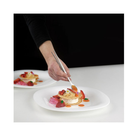 Pinza de precisión con cuchara inox 18-10. Emplatado profesional