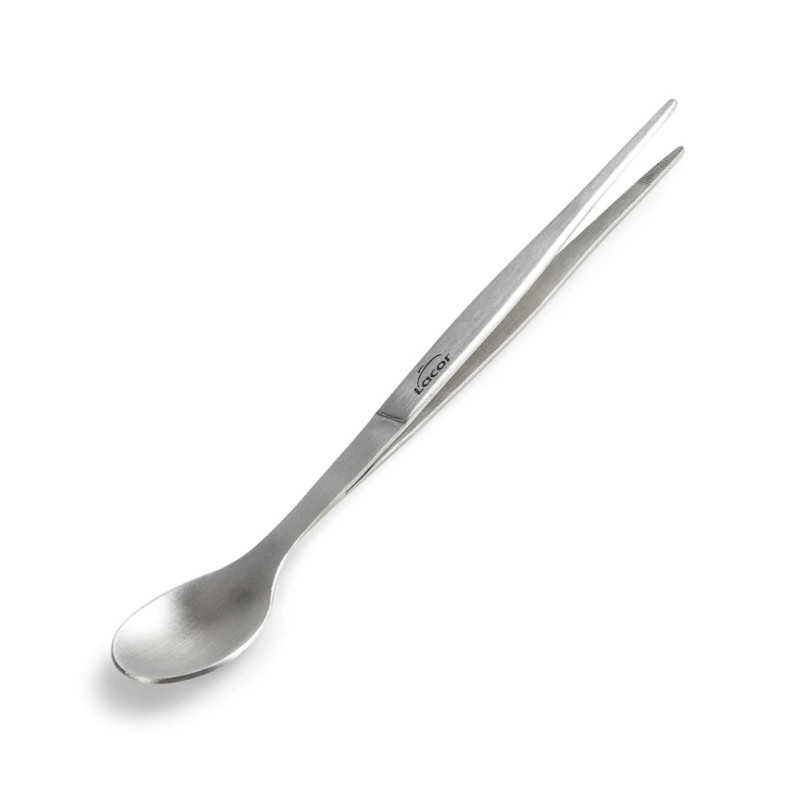 Pinza de precisión con cuchara inox 18-10. Emplatado profesional