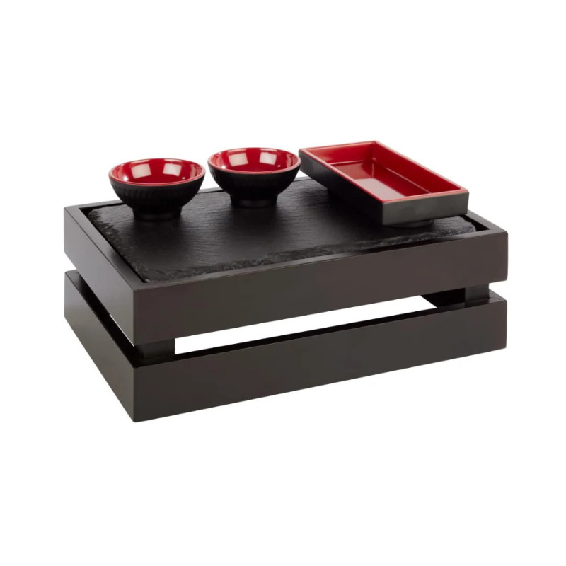 Caja Buffet GN 1/4 en Madera Negra para Hotel y Catering