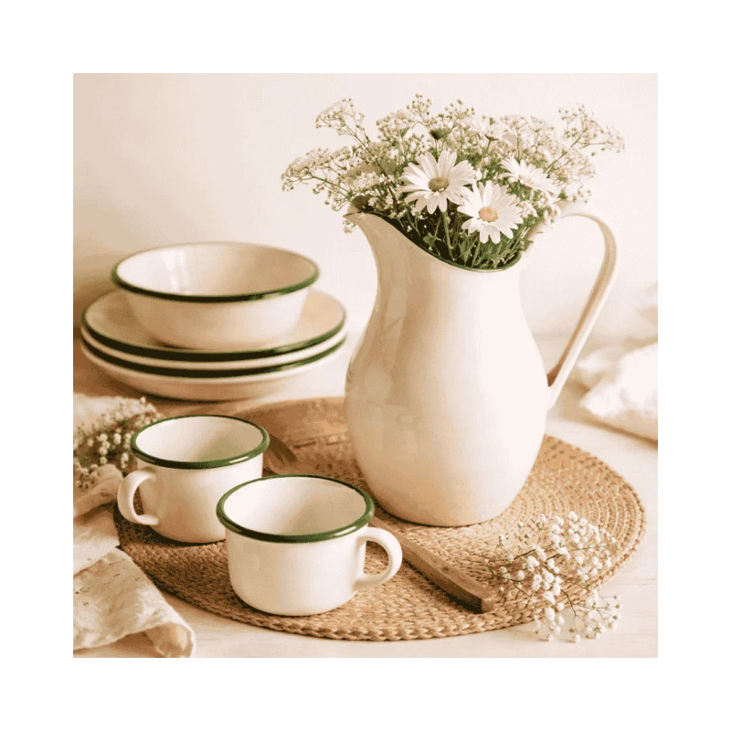 Jarra Bombada Vintage Musgo 2,5 L | Jarra Acero Esmaltado Hostelería