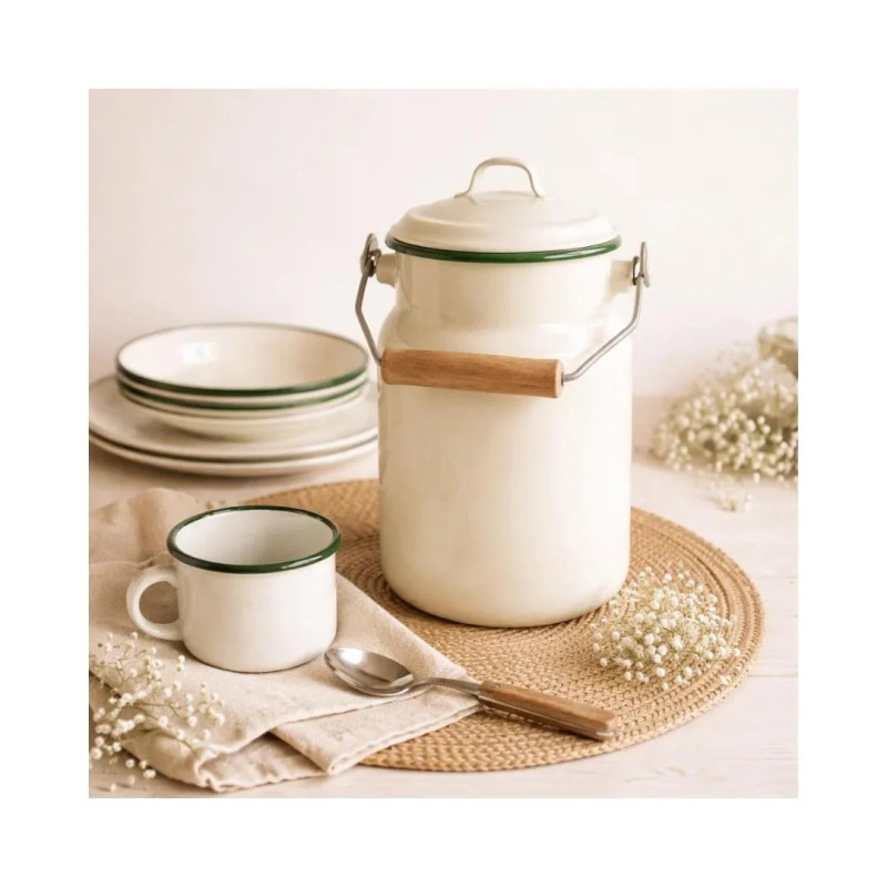 Lechera Vintage Musgo 1 L | Acero Esmaltado Hostelería