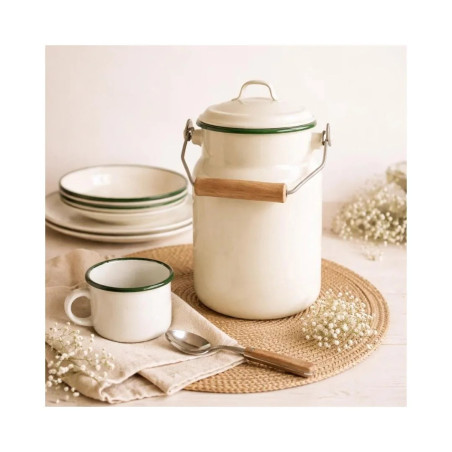 Lechera Vintage Musgo 1 L | Acero Esmaltado Hostelería