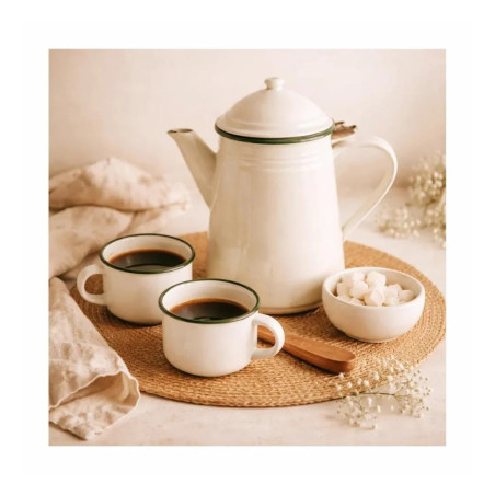 Cafetera Cónica Vintage Musgo 1 L | Acero Esmaltado Hostelería