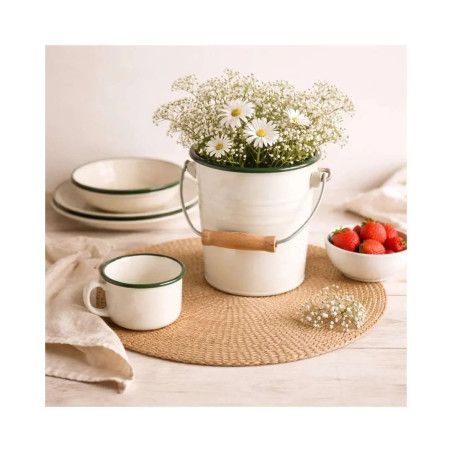 Cubo Vintage Musgo 1,5 L | Acero Esmaltado Hostelería