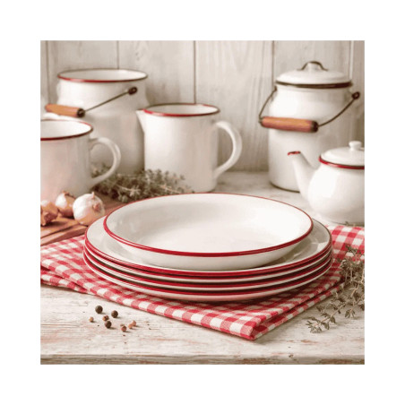 Plato Hondo Vintage Bordeaux | Acero Esmaltado | 6 uds