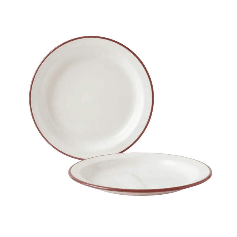 Plato Llano Vintage Bordeaux | Acero Esmaltado | 6 uds