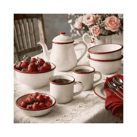 Bol Vintage Bordeaux acero esmaltado pack 12 hostelería