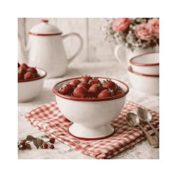 Bol con pie Vintage Bordeaux acero esmaltado pack 12