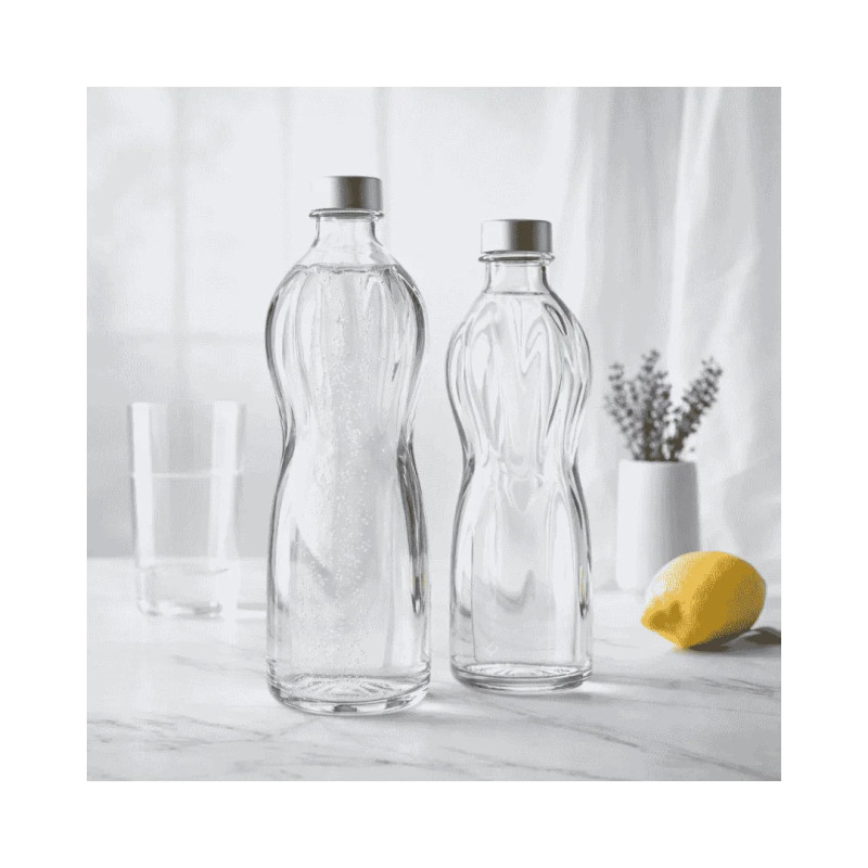 Botella cristal 75cl Aqua Bormioli con tapón inox pack 6