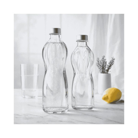 Botella cristal 75cl Aqua Bormioli con tapón inox pack 6