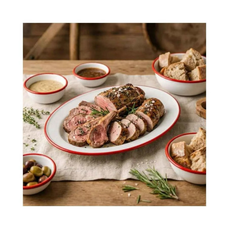 Fuente honda oval Vintage Bordeaux esmaltada | Pack 6 | Hostelería