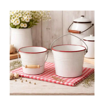 Cubo Vintage Bordeaux | Acero Esmaltado | 6 uds