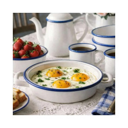 Plato huevos Vintage Blue esmaltado | Hostelería | Pack 6