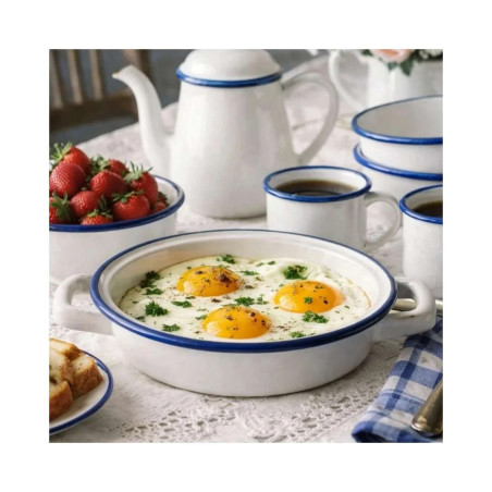 Plato huevos Vintage Blue esmaltado | Hostelería | Pack 6
