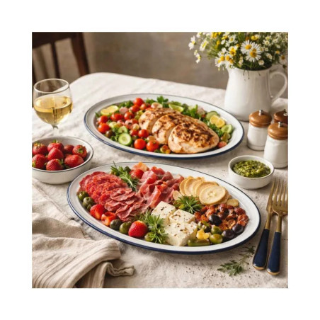 Bandeja ovalada Vintage Blue esmaltada | Hostelería | Pack 6