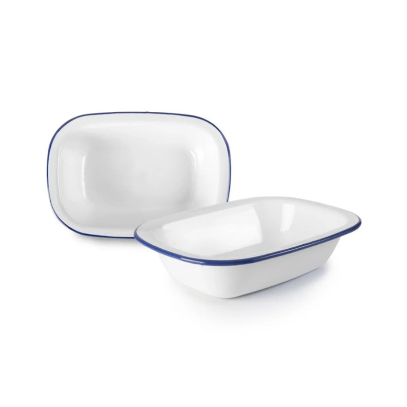 Fuente rectangular Vintage Blue esmaltada | Hostelería | Pack 6