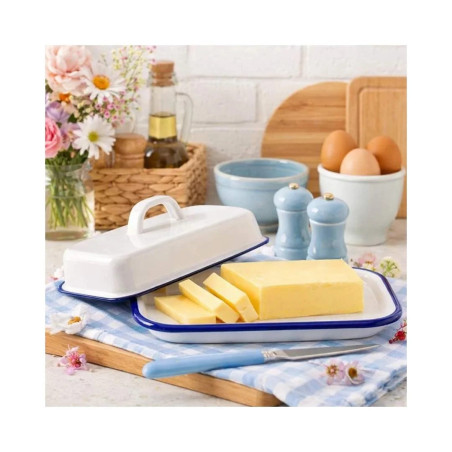 Mantequillera Vintage Blue esmaltada |Hostelería | Pack 6