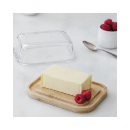 Mantequillera Vidrio y Bambú | Buffet Hostelería