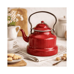 Cafetera pava Vintage Red esmaltada 1L | Hostelería | Pack 6