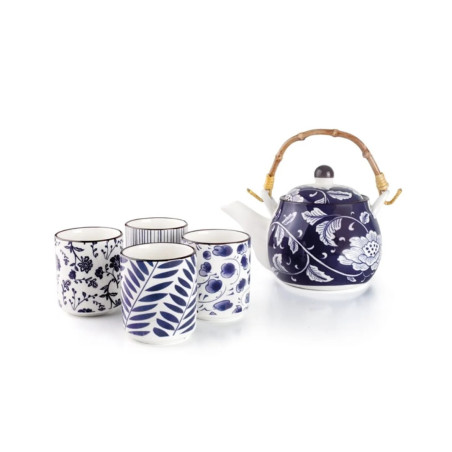 Tetera japonesa Flora porcelana con tazas | Hostelería