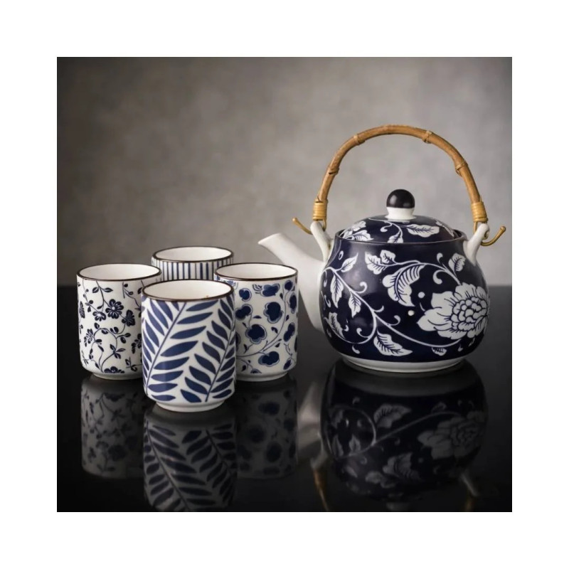 Tetera japonesa Flora porcelana con tazas | Hostelería