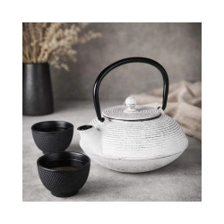 Tetera hierro fundido blanca 0,5L con filtro inox