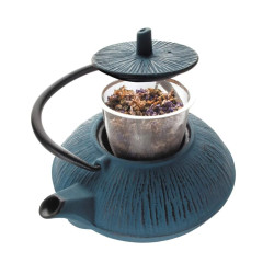 Tetera hierro fundido azul 1,1L con filtro inox