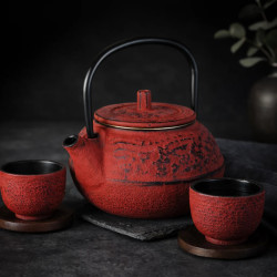 Tetera hierro fundido roja 0,25L con filtro inox