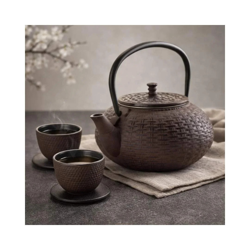 Tetera hierro fundido marrón 0,8L con filtro inox