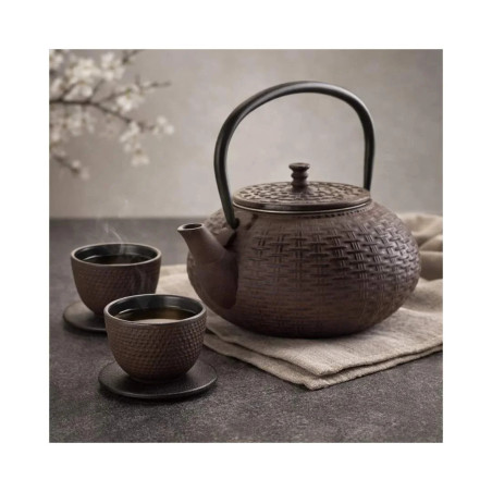 Tetera hierro fundido marrón 0,8L con filtro inox